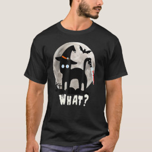 Vintage Gruselige Schwarze Katze Halloween-Kostüm T-Shirt