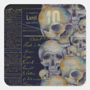 Vintage gruselige Totenköpfe Halloween Quadratischer Aufkleber