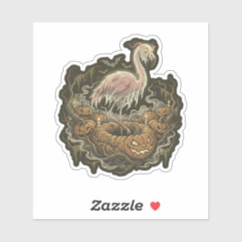 Vintage gruseliger Flamingo Halloween-Design Aufkleber