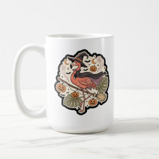 Vintage gruseliger Flamingo Halloween-Design Kaffeetasse (Links)