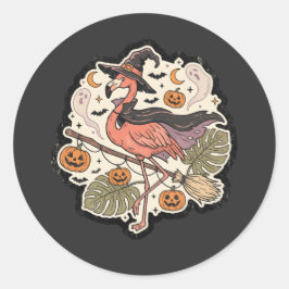 Vintage gruseliger Flamingo Halloween-Design Runder Aufkleber