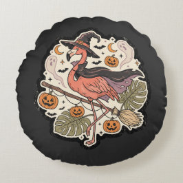Vintage gruseliger Flamingo Halloween-Design Rundes Kissen