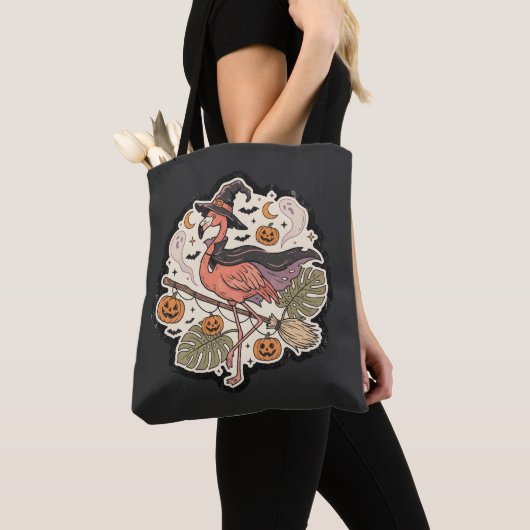 Vintage gruseliger Flamingo Halloween-Design Tasche (Von Nahem)
