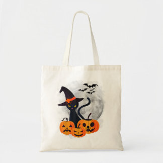Vintage-gruseliger Halloween-Kostüm-Schwarze Katz- Tragetasche
