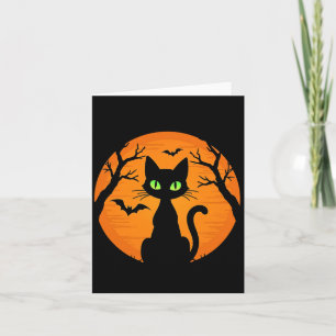 Vintage Gruseliger Halloween-Schwarzer-Katzen-Kost Karte