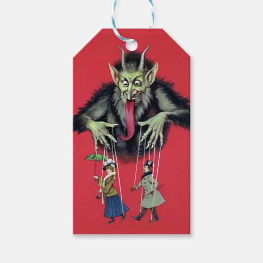 Vintage Gruseliger Krampus Geschenkanhänger (Vorderseite)