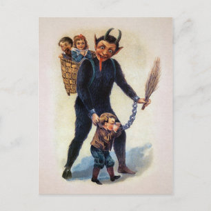 Vintage Gruseliger Krampus Postkarte