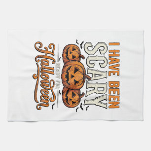 Vintage-gruseliges Halloween-Kürbis-Shirt-Design_1 Geschirrtuch