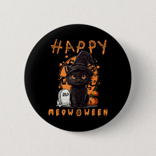Vintage gruseliges Halloween-Schwarze-Katze-Kostüm Button