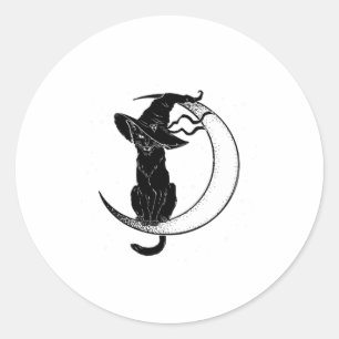 Vintage Gruseliges Halloween-Schwarze-Katze-Kostüm Runder Aufkleber
