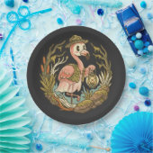Vintage gruseliges Sumpf-Flamingo-Design Pappteller (Party)