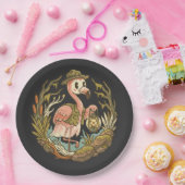 Vintage gruseliges Sumpf-Flamingo-Design Pappteller (Party)