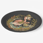 Vintage gruseliges Sumpf-Flamingo-Design Pappteller (Schrägansicht)