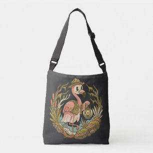 Vintage gruseliges Sumpf-Flamingo-Design Tragetaschen Mit Langen Trägern