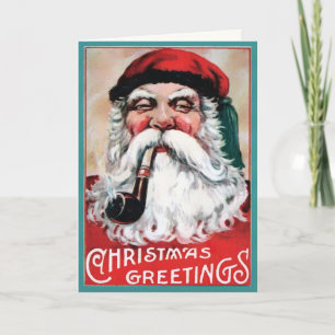 Vintage gruseliges Weihnachtsmann‑Gesicht Weihnach Feiertagskarte