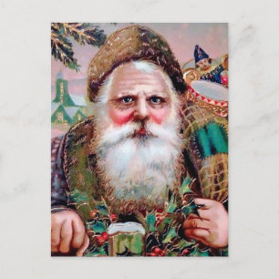 Vintage gruseliges Weihnachtsmann-Gesicht Weihnach Postkarte