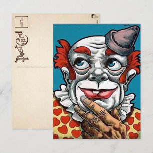 Vintage Gruselzirkusclown-Kunstpostkarte Postkarte