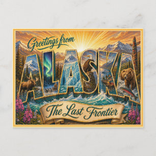 Vintage Gruß aus Alaska von Postkarte