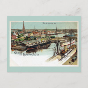 Vintage Gruss aus Bremerhaven Lithografie Postkarte