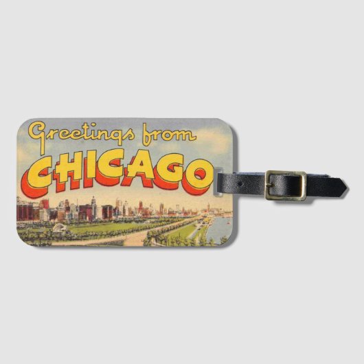 Vintage-Gruß aus Chicago Gepäckanhänger (Vorderseite (Horizontal))