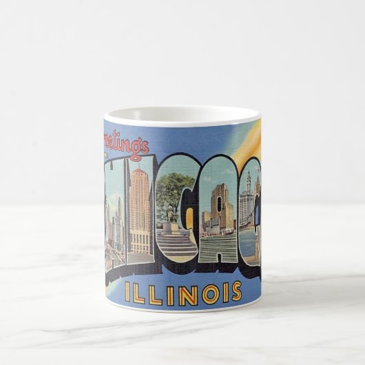 Vintage-Gruß aus Chicago Kaffeetasse (Mittel)