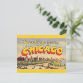 Vintage-Gruß aus Chicago  Postkarte (Stehend Vorderseite)