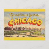 Vintage-Gruß aus Chicago  Postkarte (Vorderseite)
