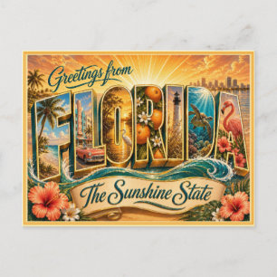Vintage Gruß aus Florida von einer Postkarte