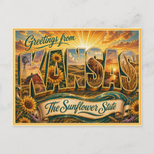 Vintage Gruß aus Kansas von einer Postkarte