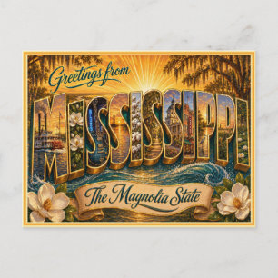 Vintage Gruß aus Mississippi von einer Postkarte