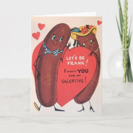 Vintage Gruß-Karte Hotdogvalentines Tages Feiertagskarte