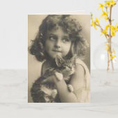 VINTAGE Gruß- und CAT-Grußkarte Karte (Gelbe Blume)