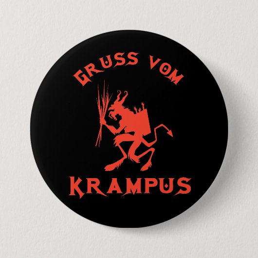 Vintage Gruss vom Krampus Button (Vorderseite)