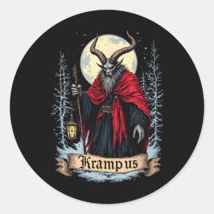 Vintage Gruss Vom Krampus Heiligabend Unartige Ki Runder Aufkleber