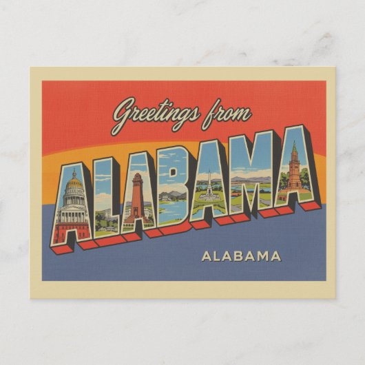 Vintage "Grüße aus Alabama" Postkarte (Vorderseite)