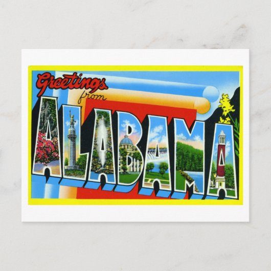 Vintage Grüße aus Alabama Postkarte (Vorderseite)