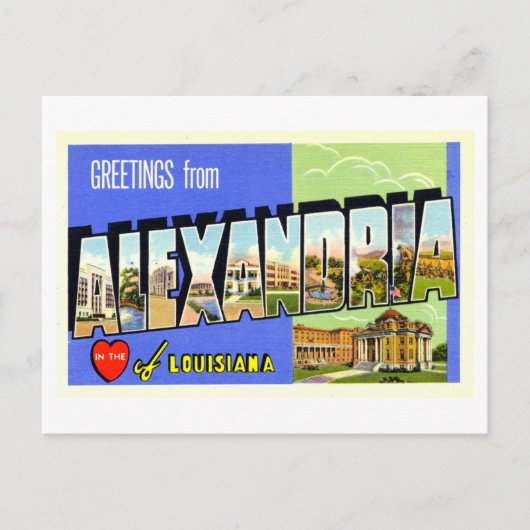 Vintage Grüße aus Alexandria, Louisiana, Postkarte (Vorderseite)