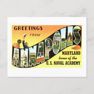 Vintage Grüße aus Annapolis, Maryland Postkarte