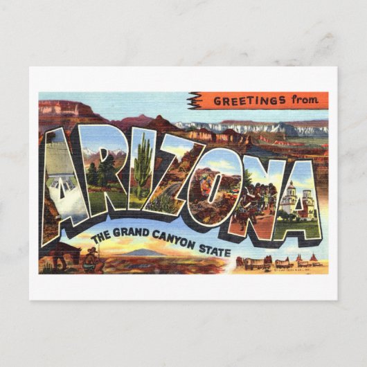 Vintage Grüße aus Arizona Postkarte (Vorderseite)