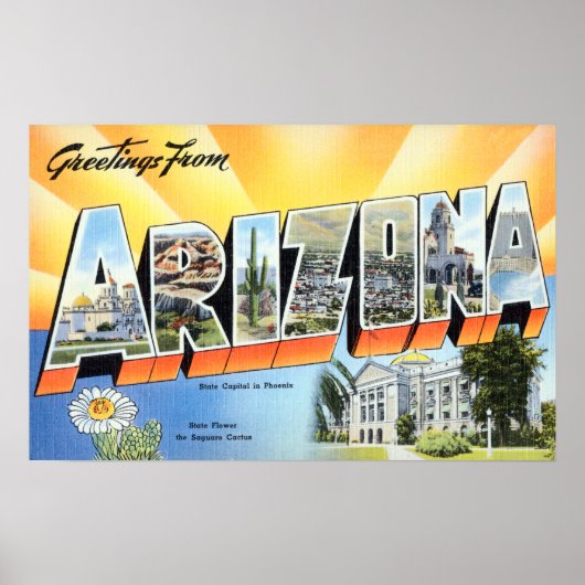 Vintage Grüße aus Arizona Reiseplakat Poster (Vorne)