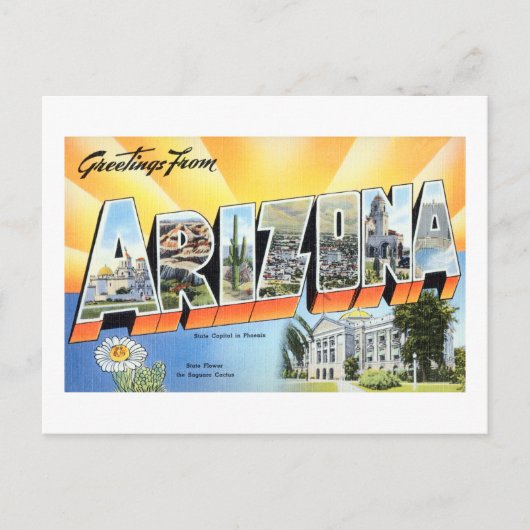 Vintage Grüße aus Arizona Reiseplakat Postkarte (Vorderseite)