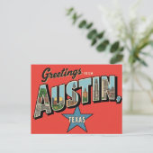 Vintage "Grüße aus Austin, Texas" Postkarte (Stehend Vorderseite)