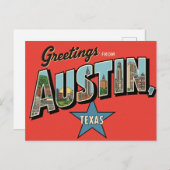 Vintage "Grüße aus Austin, Texas" Postkarte (Vorne/Hinten)