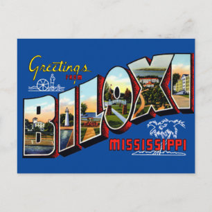 Vintage Grüße aus Biloxi, Mississippi Reise Postkarte