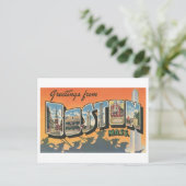Vintage Grüße aus Boston, Massachusetts Postkarte (Stehend Vorderseite)