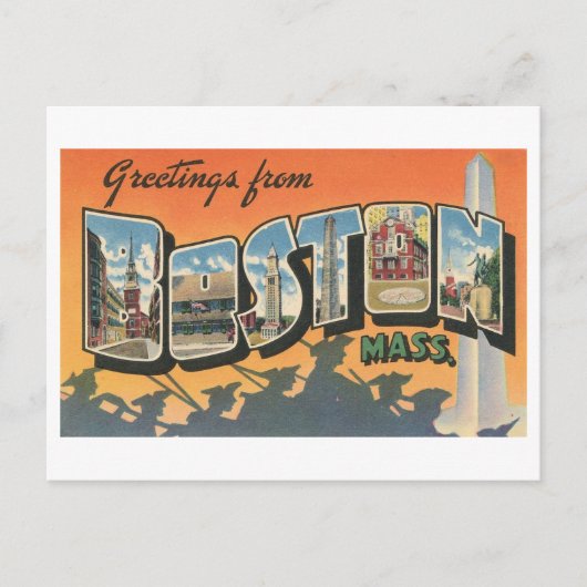 Vintage Grüße aus Boston, Massachusetts Postkarte (Vorderseite)