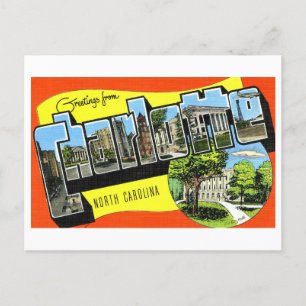 Vintage Grüße aus Charlotte, North Carolina Postkarte