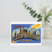 Vintage Grüße aus Chicago, Illinois Postkarte (Stehend Vorderseite)