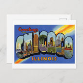 Vintage Grüße aus Chicago, Illinois Postkarte (Vorne/Hinten)