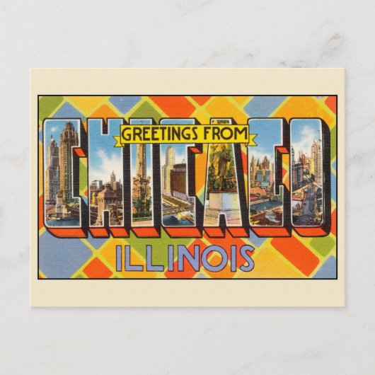 Vintage Grüße aus Chicago Illinois Postkarte (Vorderseite)